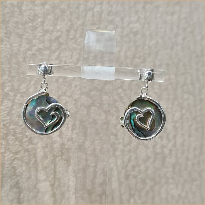 Boucles d'oreilles coeur recto verso en abalone "EN1111.A"