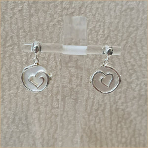 Boucles d'oreilles coeur recto verso en nacre blanche "EN1111.W"