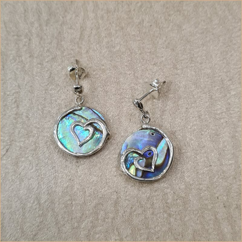 Boucles d'oreilles coeur recto verso en abalone "EN1112.A"