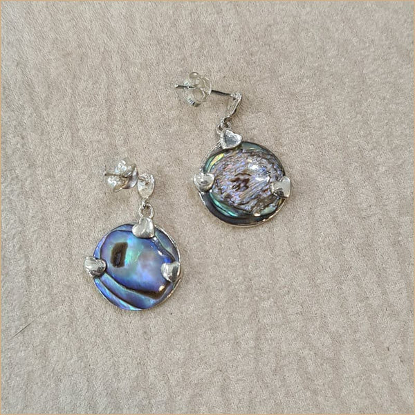 Boucles d'oreilles coeur recto verso en abalone "EN1112.A"