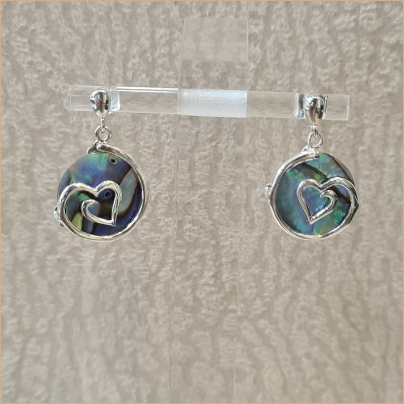 Boucles d'oreilles coeur recto verso en abalone "EN1112.A"
