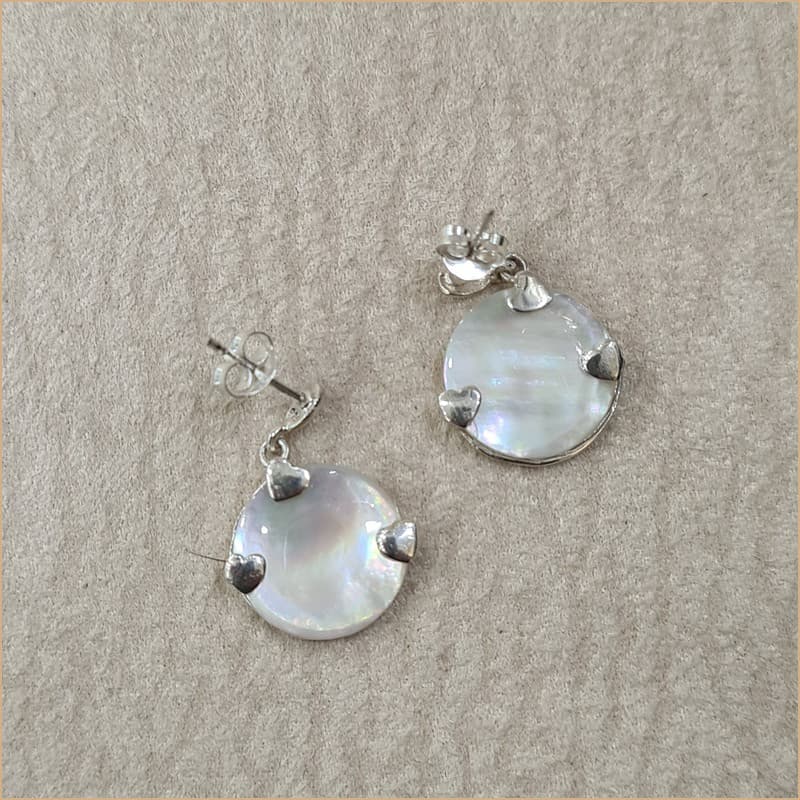 Boucles d'oreilles coeur recto verso en nacre blanche "EN1112.W"