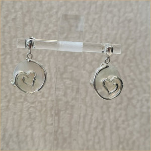 Boucles d'oreilles coeur recto verso en nacre blanche "EN1112.W"