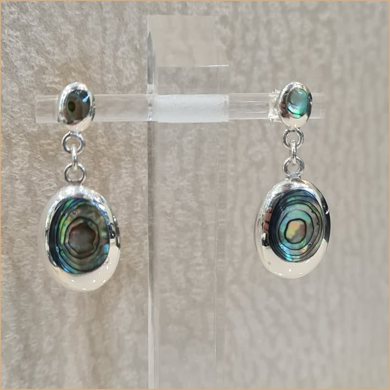 Boucles d'oreilles pendantes ovales en abalone "EN1113.A"