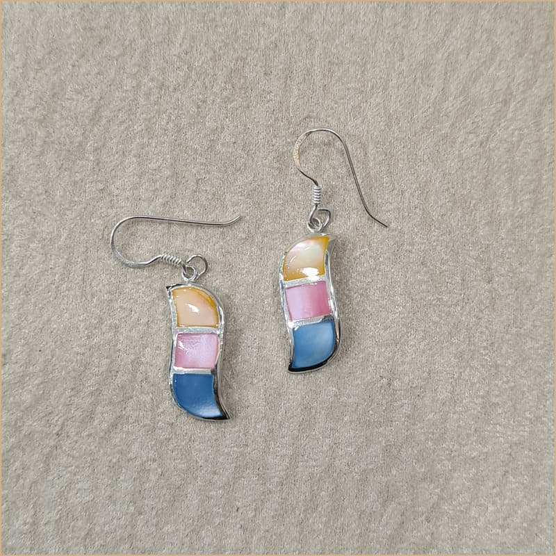 Boucles d'oreilles pendantes en nacre multicolore "EN1115.M"