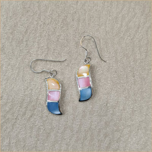 Boucles d'oreilles pendantes en nacre multicolore "EN1115.M"