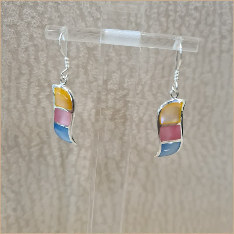 Boucles d'oreilles pendantes en nacre multicolore "EN1115.M"