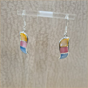 Boucles d'oreilles pendantes en nacre multicolore "EN1115.M"