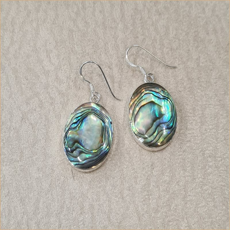 Boucles d'oreilles pendantes ovales en abalone "EN1116.A"
