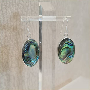 Boucles d'oreilles pendantes ovales en abalone "EN1116.A"