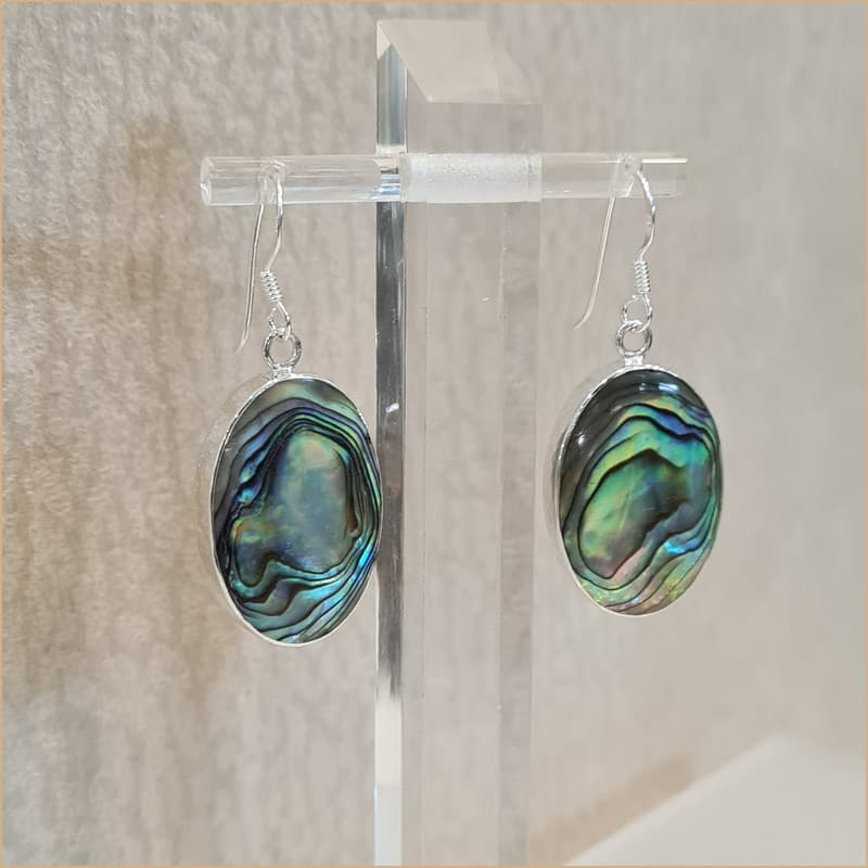 Boucles d'oreilles pendantes ovales en abalone "EN1116.A"