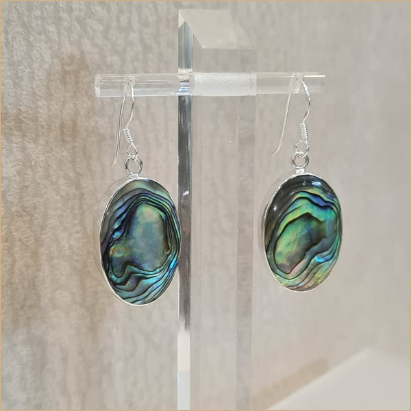 Boucles d'oreilles pendantes ovales en abalone "EN1116.A"