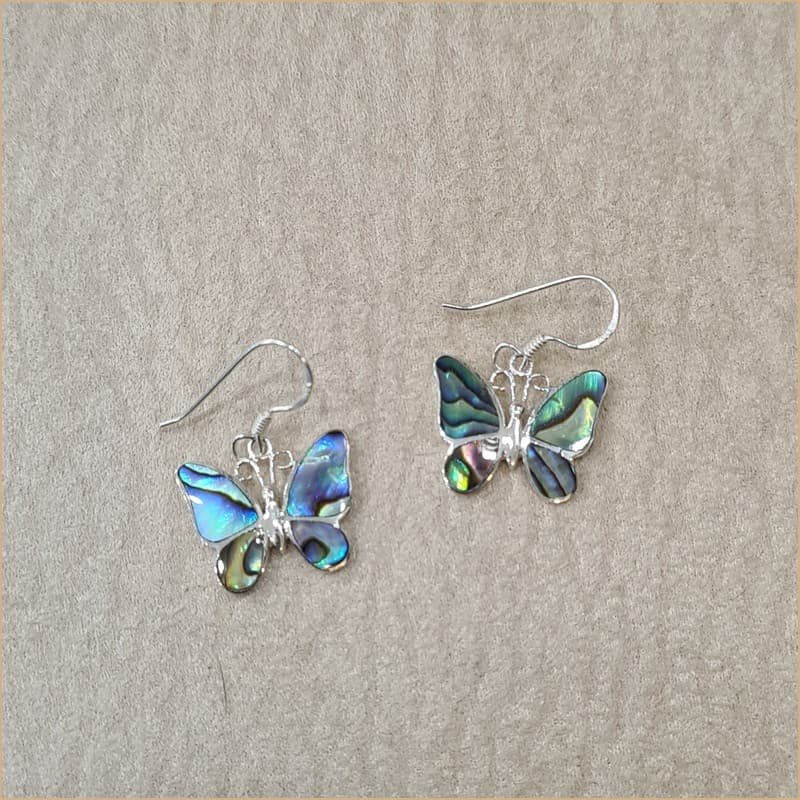 Boucles d'oreilles pendantes papillons en abalone "EN1117.A"