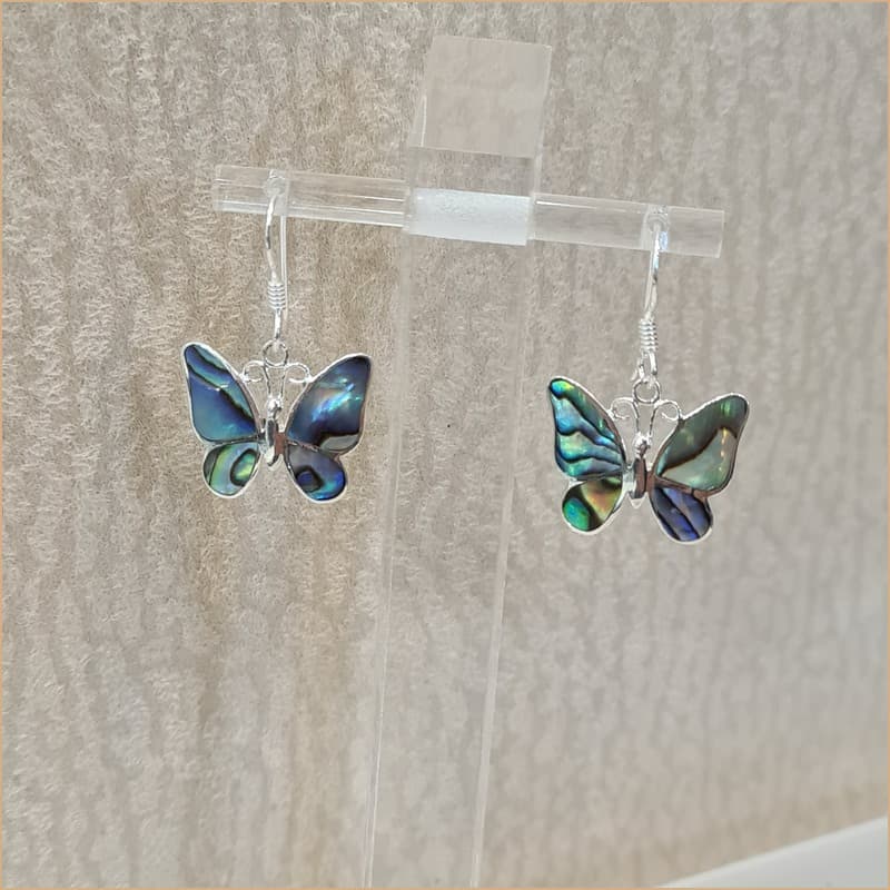 Boucles d'oreilles pendantes papillons en abalone "EN1117.A"