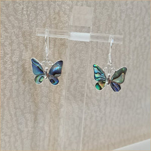 Boucles d'oreilles pendantes papillons en abalone "EN1117.A"