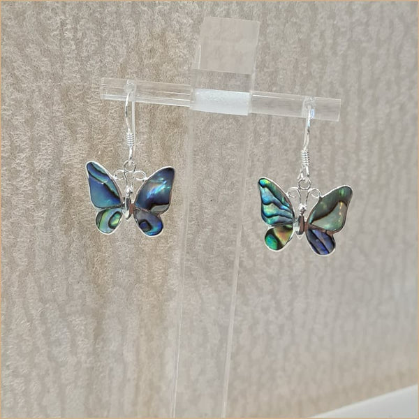 Boucles d'oreilles pendantes papillons en abalone "EN1117.A"