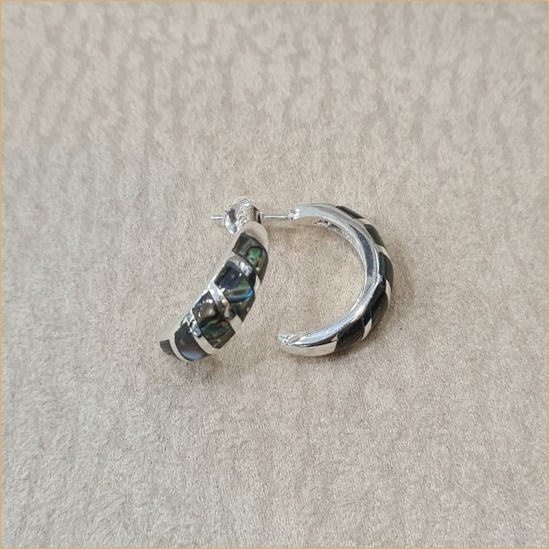 Boucles d'oreilles demi créoles en abalone "EN1119.A"