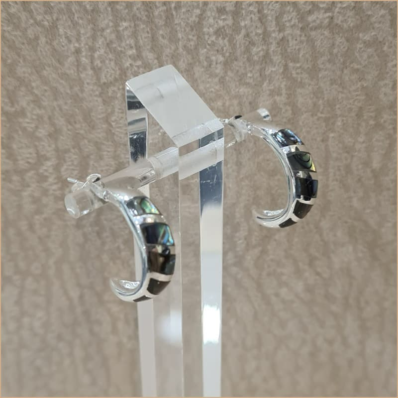 Boucles d'oreilles demi créoles en abalone "EN1119.A"