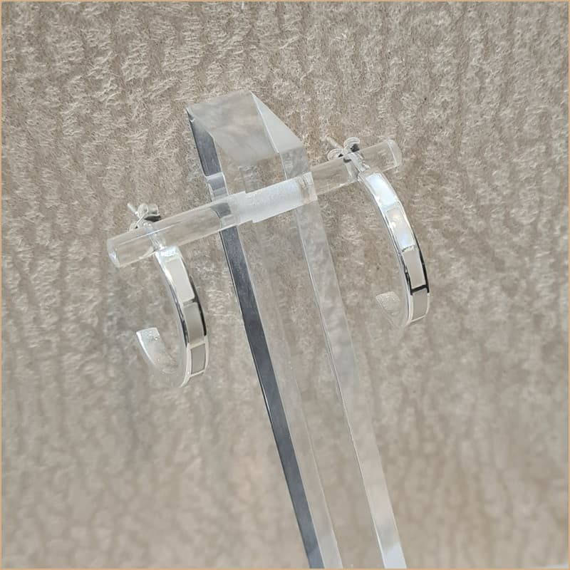 Boucles d’oreilles demi créoles en nacre blanche “EN1123.W”