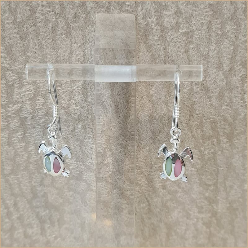 Boucles d’oreilles tortue en nacre multicolore “EN1142.M”