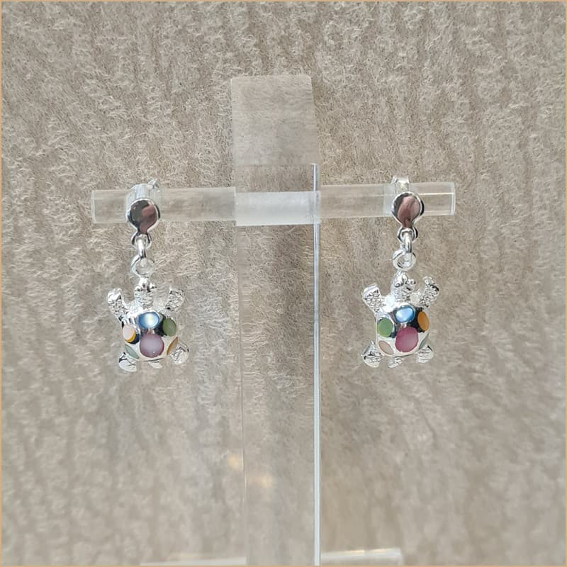 Boucles d’oreilles tortue en nacre multicolore “EN1143.M”