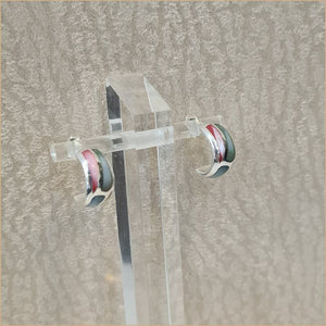 Boucles d’oreilles demi créoles en nacre multicolore “EN1144.M”