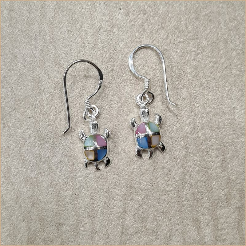 Boucles d’oreilles tortue en nacre multicolore “EN1146.M”