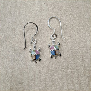 Boucles d’oreilles tortue en nacre multicolore “EN1146.M”