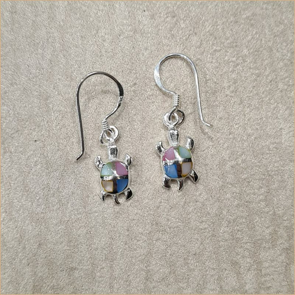 Boucles d’oreilles tortue en nacre multicolore “EN1146.M”