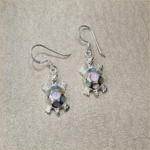 Boucles d’oreilles tortue en nacre multicolore “EN1147.M”