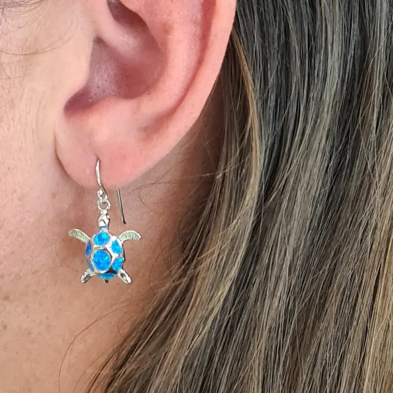 Boucles d'oreilles tortue opaline bleue "EOT1.B"