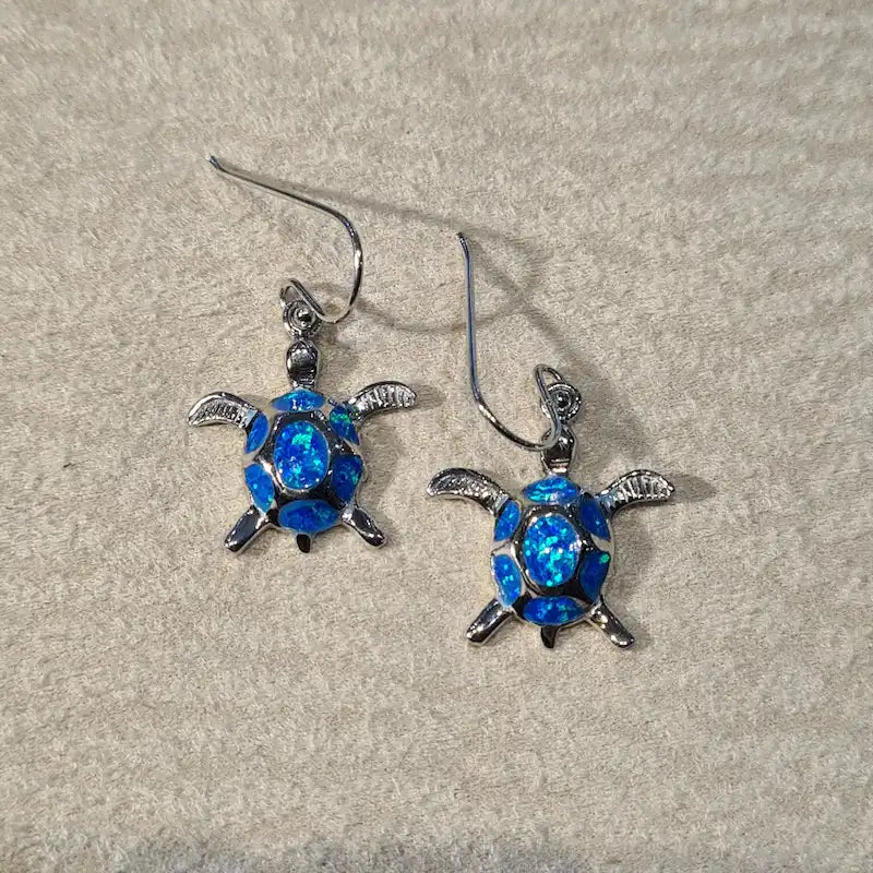 Boucles d'oreilles tortue opaline bleue "EOT1.B"