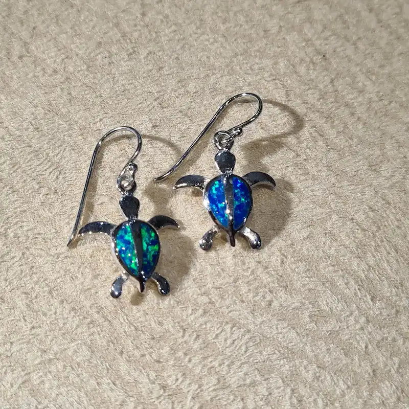Boucles d'oreilles tortue opaline bleue "EOT10.B"