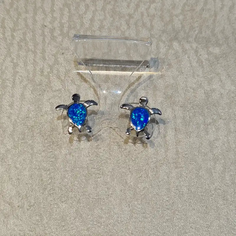Boucles d'oreilles tortue opaline bleue "EOT3.B"