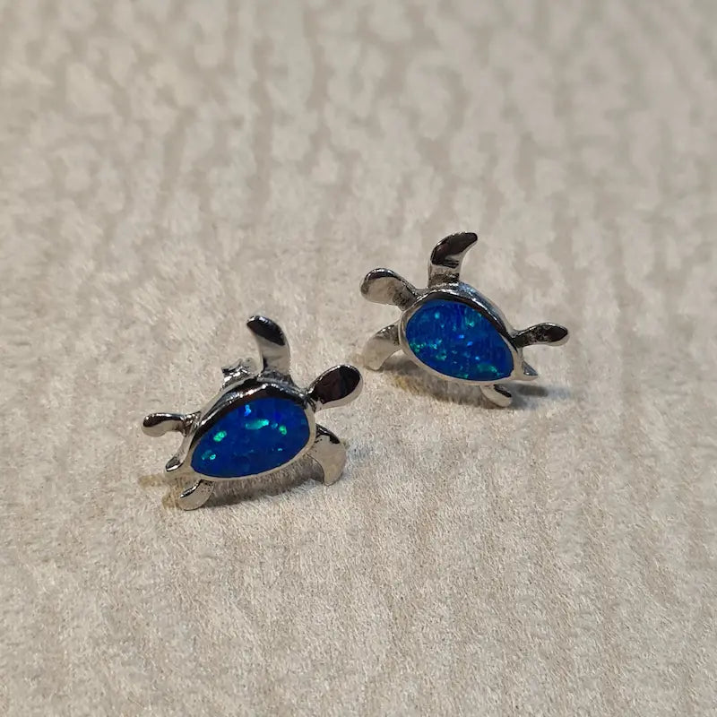 Boucles d'oreilles tortue opaline bleue "EOT3.B"