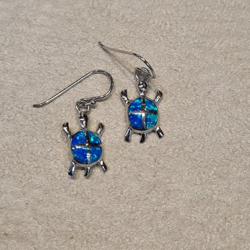 Boucles d'oreilles tortue opaline bleue "EOT4.B"