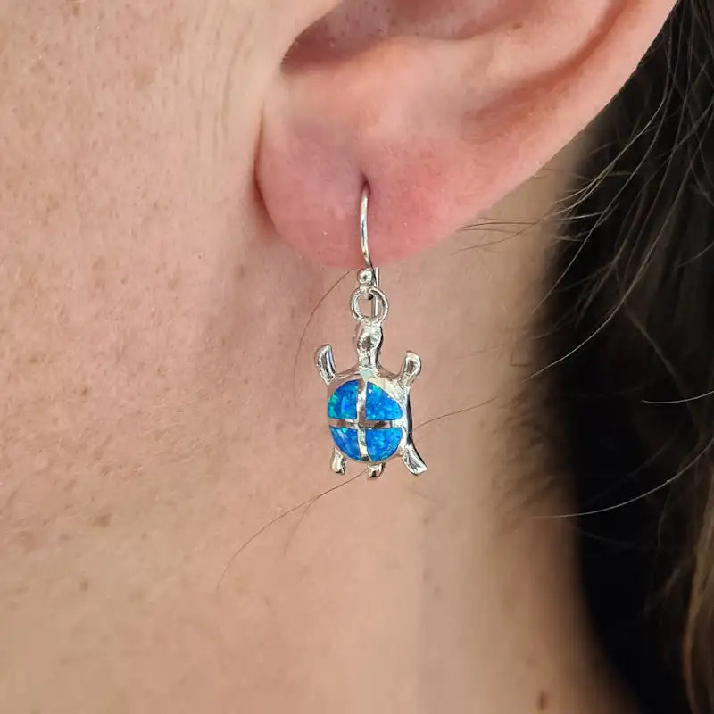 Boucles d'oreilles tortue opaline bleue "EOT4.B"