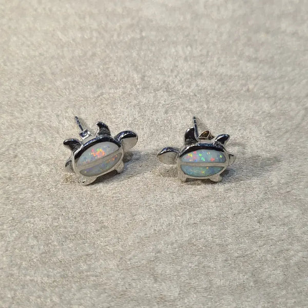 Boucles d'oreilles tortue opaline blanche "EOT5.W"