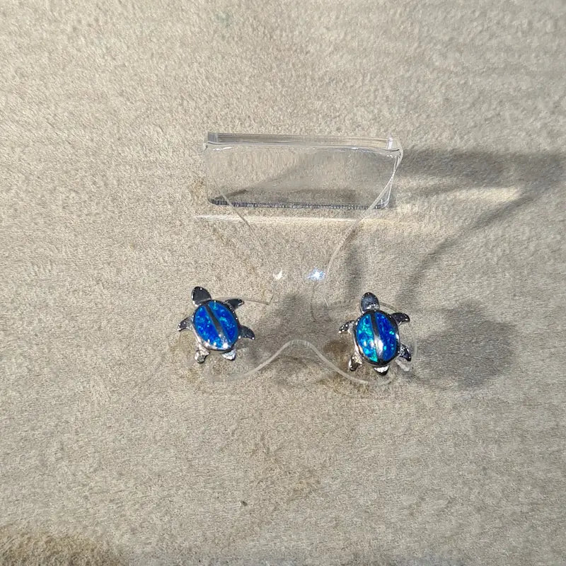 Boucles d'oreilles tortue opaline bleue "EOT5.B"