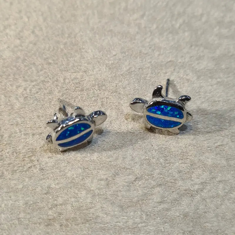 Boucles d'oreilles tortue opaline bleue "EOT5.B"