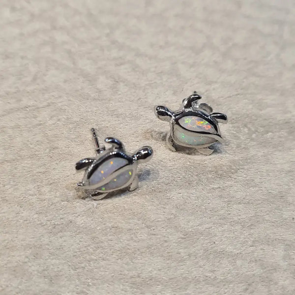 Boucles d'oreilles tortue opaline blanche "EOT6.W"