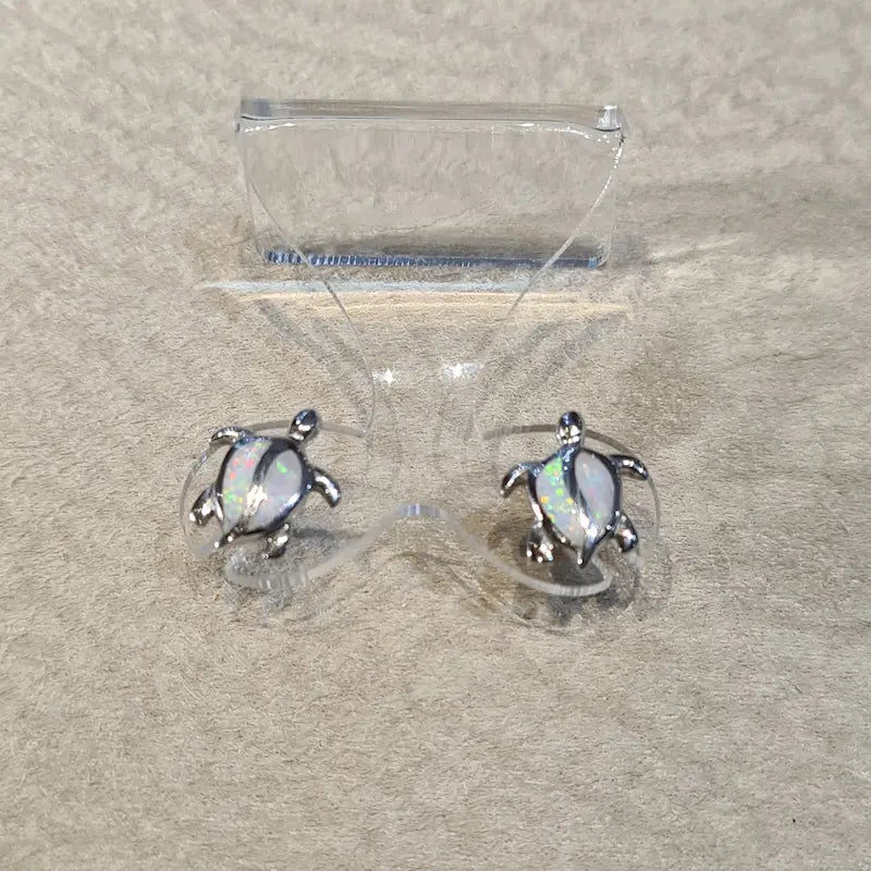 Boucles d'oreilles tortue opaline blanche "EOT6.W"