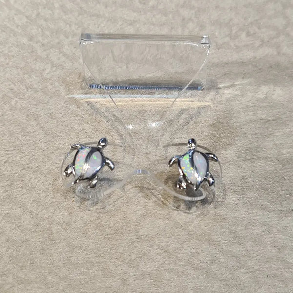 Boucles d'oreilles tortue opaline blanche "EOT6.W"