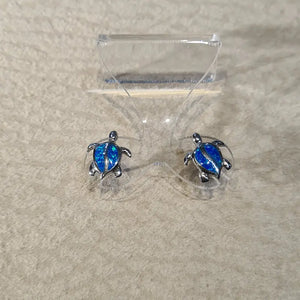 Boucles d'oreilles tortue opaline bleue "EOT6.B"
