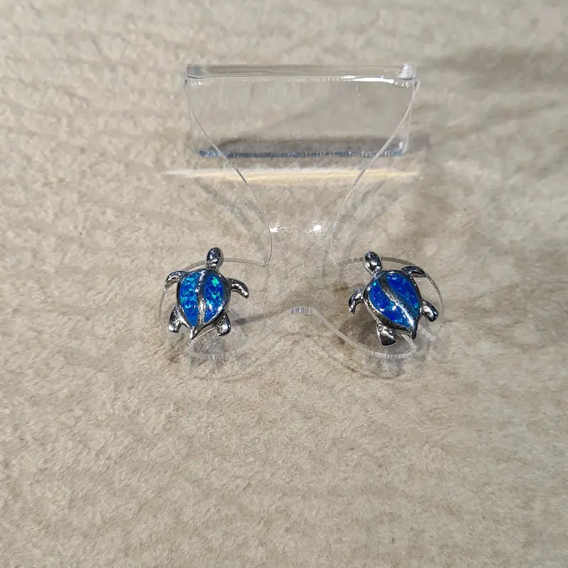 Boucles d'oreilles tortue opaline bleue "EOT6.B"