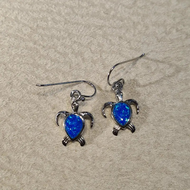 Boucles d'oreilles tortue opaline bleue "EOT7.B"