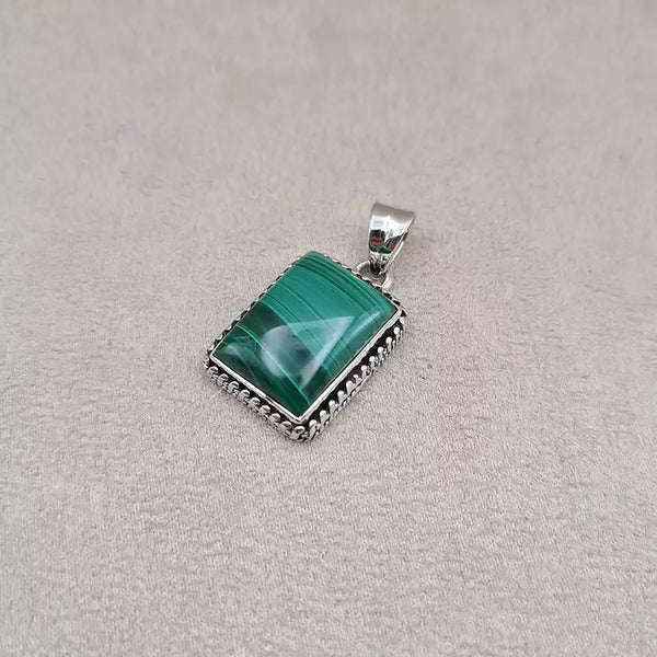 Pendentif rectangulaire malachite "PI1221.B"