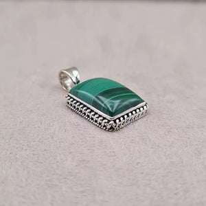 Pendentif rectangulaire malachite "PI1221.B"