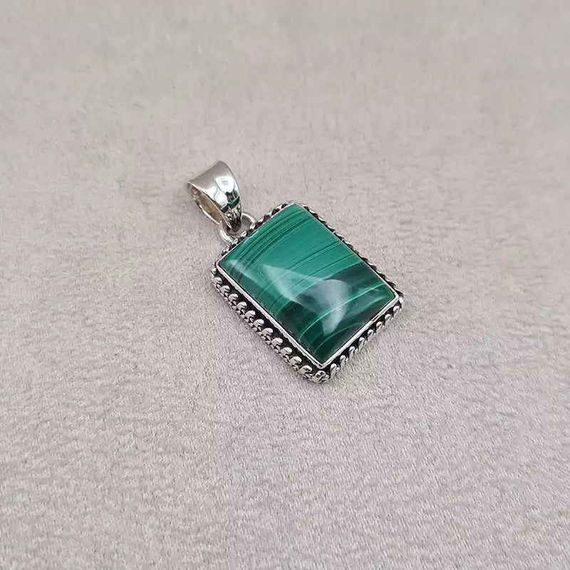 Pendentif rectangulaire malachite "PI1221.B"