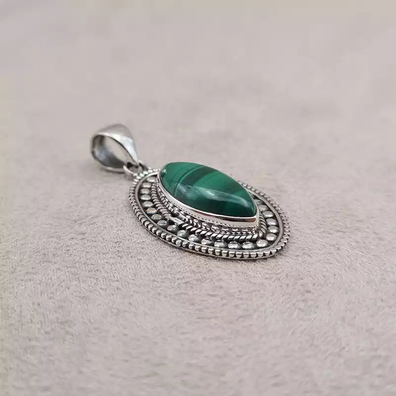 Pendentif marquise malachite "PI1223.M"